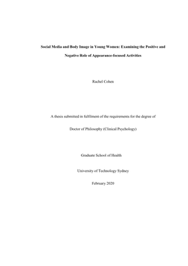 Social Media and Body Image in Young Women: Examining the Positive And