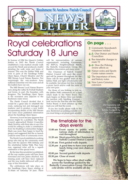 NEWS Letter SPRING 2016 'SEEK the COMMON GOOD' Royal Celebrations on Page