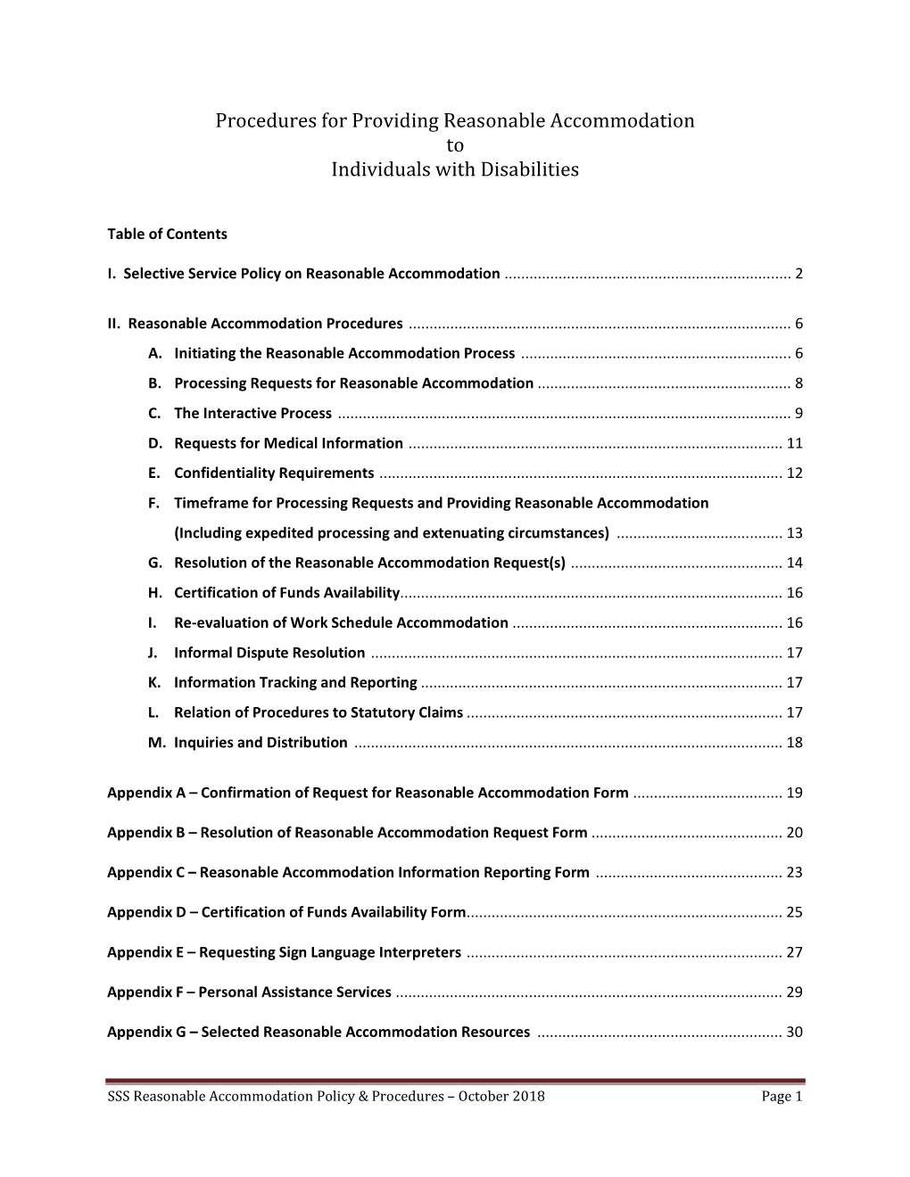 Reasonable Accommodation Policy and Procedures