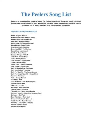 The Peelers Song List