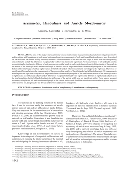 Asymmetry, Handedness and Auricle Morphometry