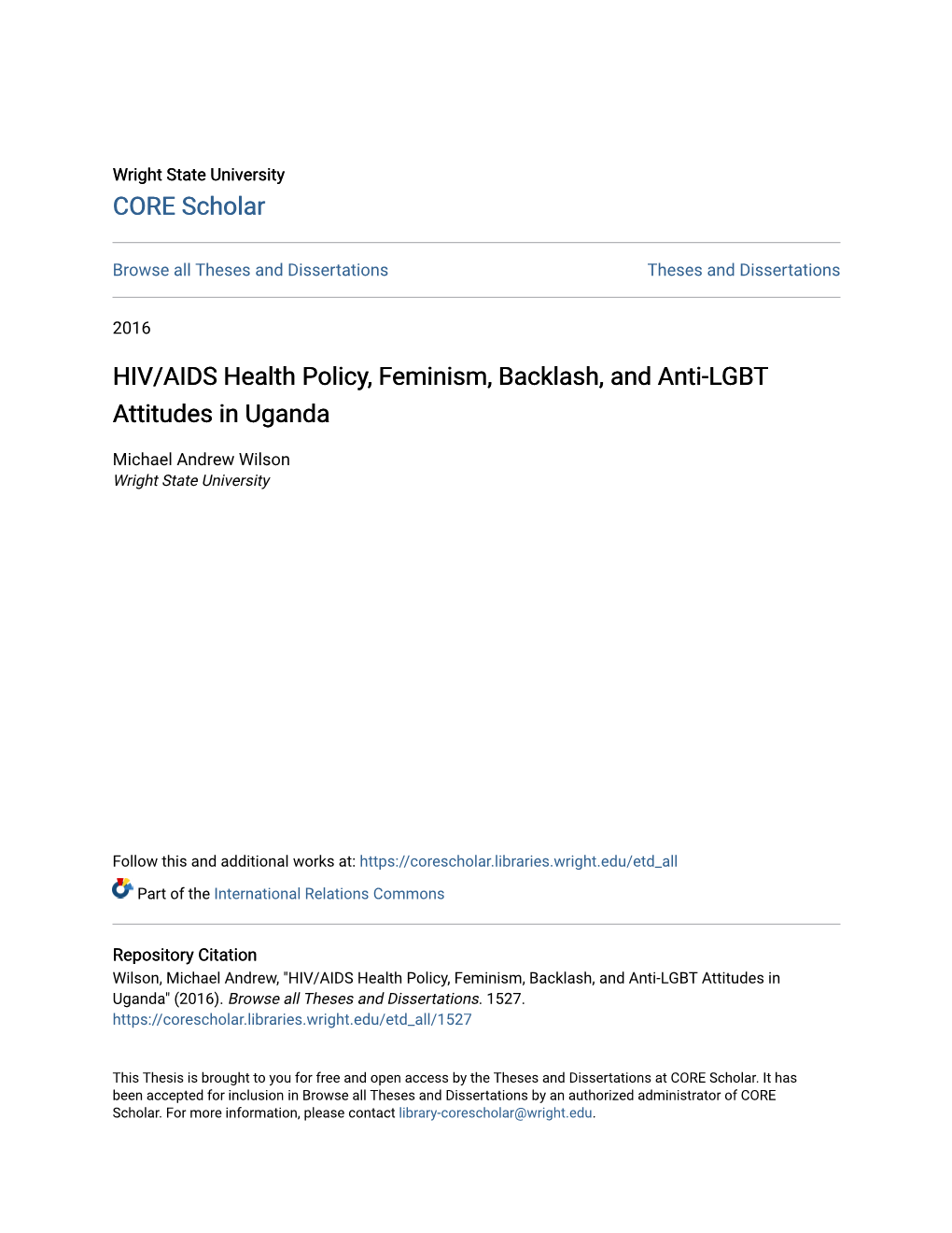 HIV/AIDS Health Policy, Feminism, Backlash, and Anti-LGBT Attitudes in Uganda