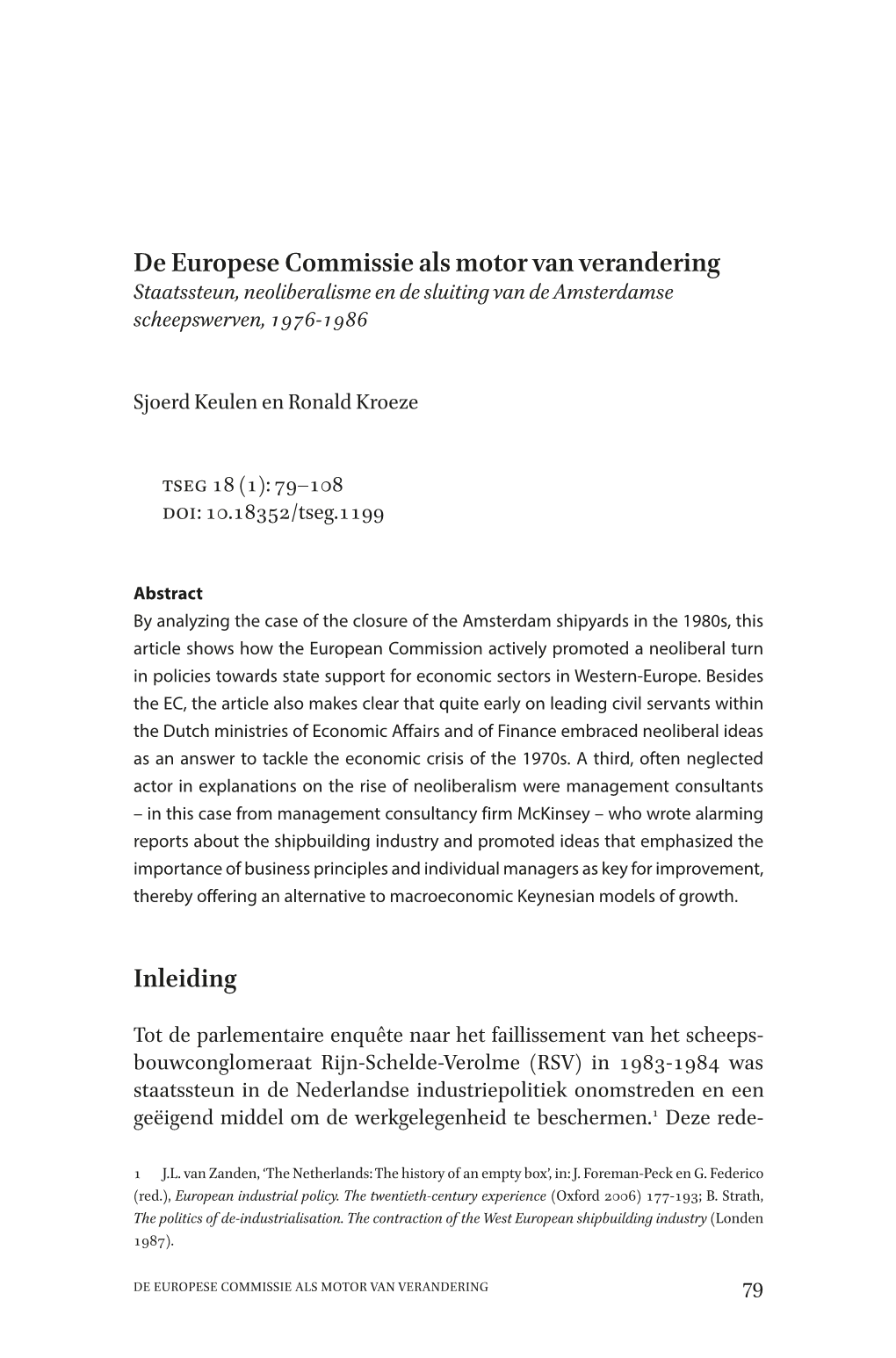 De Europese Commissie Als Motor Van Verandering Inleiding