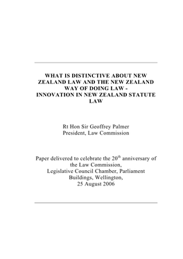 Innovation in New Zealand Statute Law