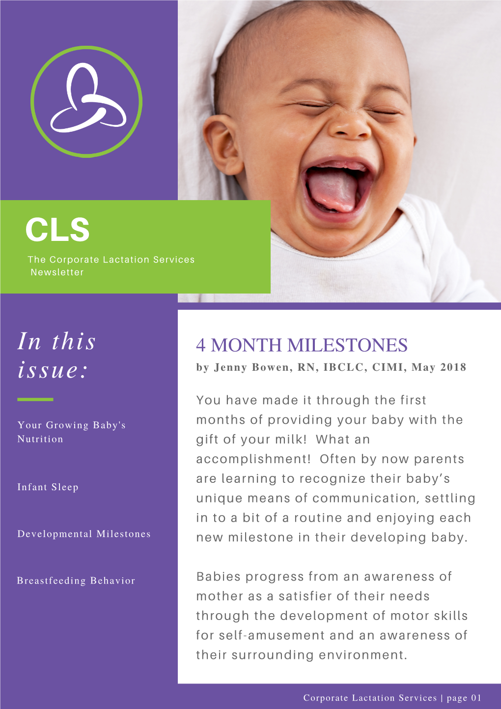 4 Month Milestones Newsletter