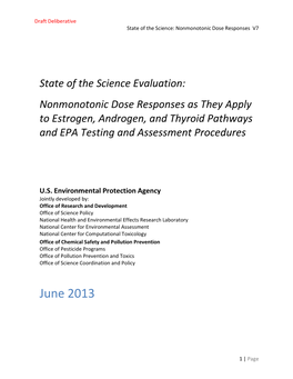 Nonmonotonic Dose Responses As They Apply to Estrogen, Androgen, and Thyroid Pathways and EPA Testing and Assessment Procedures