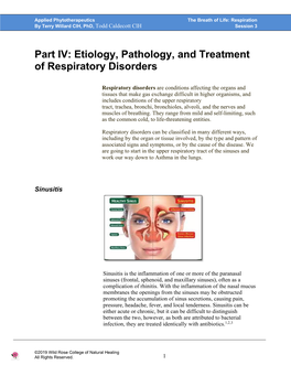 Part IV: Etiology, Pathology, and Treatment of Respiratory Disorders