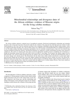 Evidence of Miocene Origins for the Living Colobus Monkeys