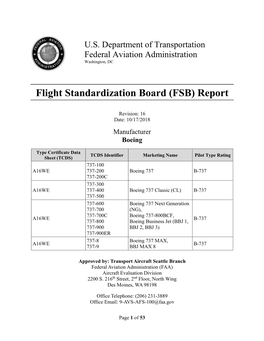Flight Standardization Board (FSB) Report