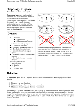 Topological Space - Wikipedia, the Free Encyclopedia Page 1 of 6