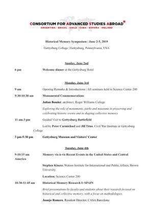 Historical Memory Symposium | June 2-5, 2019 Gettysburg College
