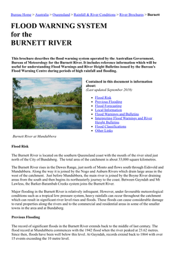 FLOOD WARNING SYSTEM for the BURNETT RIVER