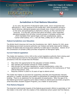 Jurisdiction in First Nations Education