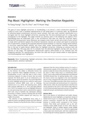 Pop Music Highlighter: Marking the Emotion Keypoints