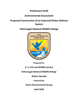 Preliminary Draft Environmental Assessment Proposed Construction of an Improved Water Delivery System Pahranagat National Wildli