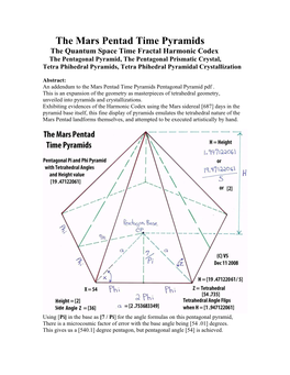 The Mars Pentad Time Pyramids