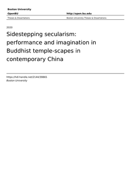 Performance and Imagination in Buddhist Temple-Scapes in Contemporary China