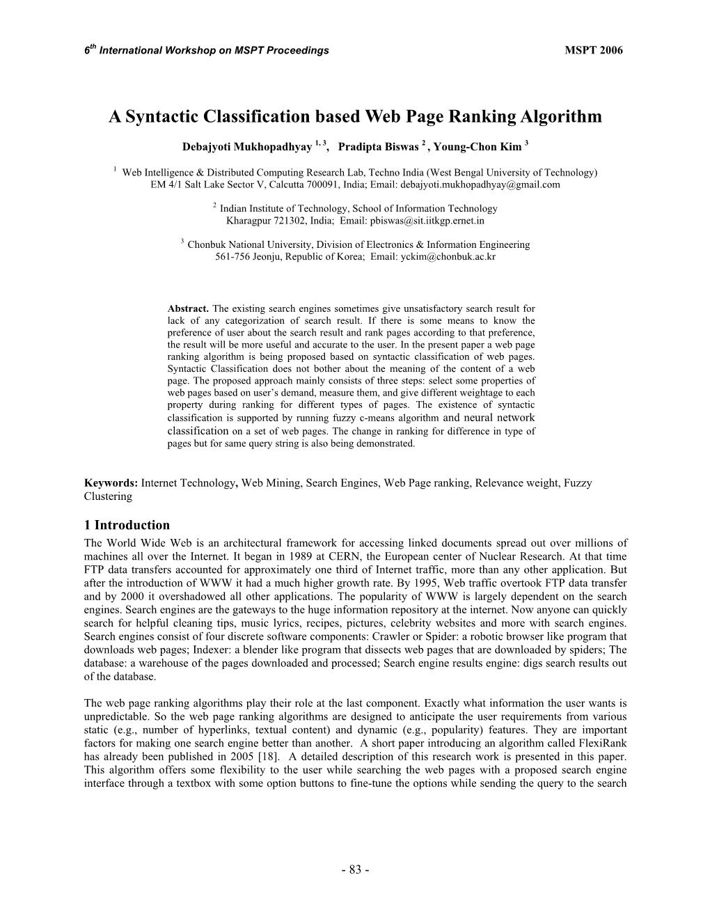 A Syntactic Classification Based Web Page Ranking Algorithm