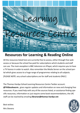 Resources for Learning & Reading Online