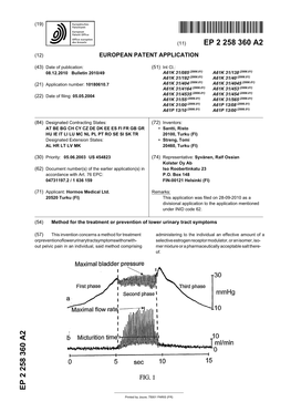 Method for the Treatment Or Prevention of Lower Urinary Tract Symptoms