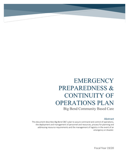 Emergency Preparedness & Continuity of Operations Plan