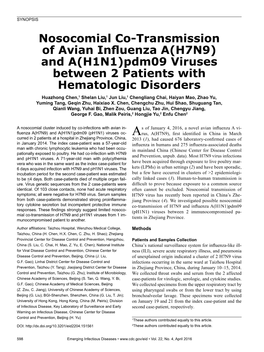 Nosocomial Co-Transmission of Avian Influenza A(H7N9)