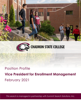 Position Profile Vice President for Enrollment Management February 2021