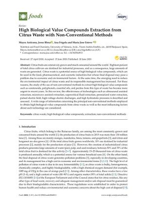High Biological Value Compounds Extraction from Citrus Waste with Non-Conventional Methods