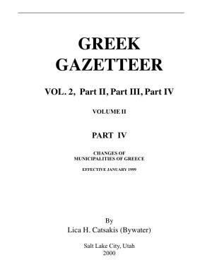 Greek Gazetteer � Vol