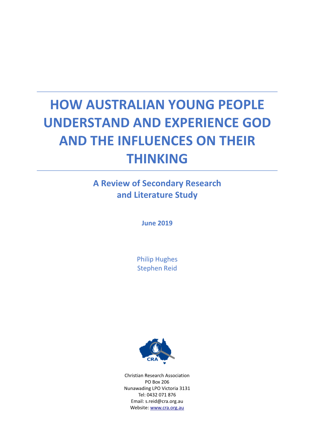 How Australian Young People Understand and Experience God and the Influences on Their Thinking