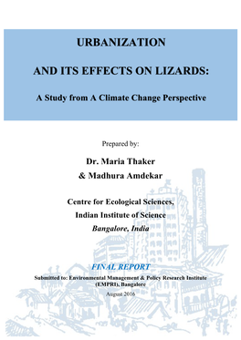 Urbanization and Its Effects on Lizards: a Study from a Climate Change Perspective