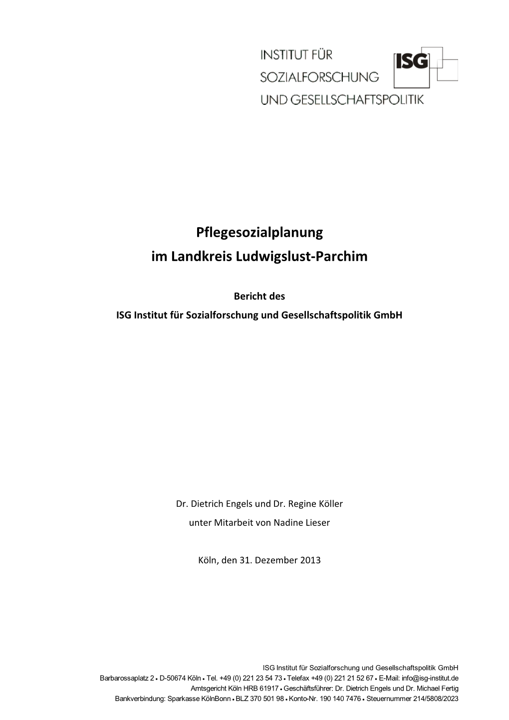 Pflegesozialplanung Im Landkreis Ludwigslust-Parchim