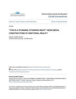 “This Is a Stunning, Stunning Night”: News Media Constructions of Emotional Reality