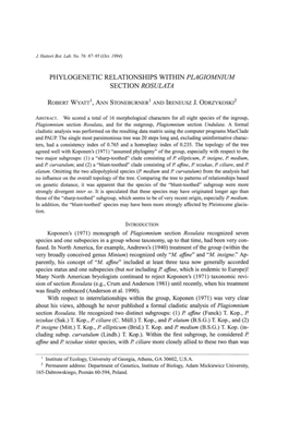 Phylogenetic Relationships Within Plagiomnium Section Rosulata