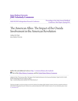 The Impact of the Oneida Involvement in the American Revolution