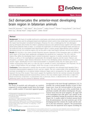 Six3 Demarcates the Anterior-Most Developing Brain Region In