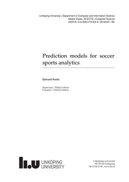 Prediction Models for Soccer Sports Analytics