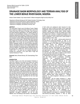 Drainage Basin Morphology and Terrain Analysis of the Lower Benue River Basin, Nigeria