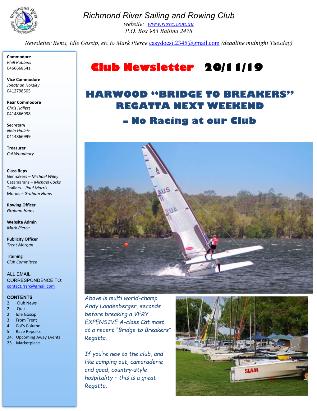Club Newsletter 20/11/19