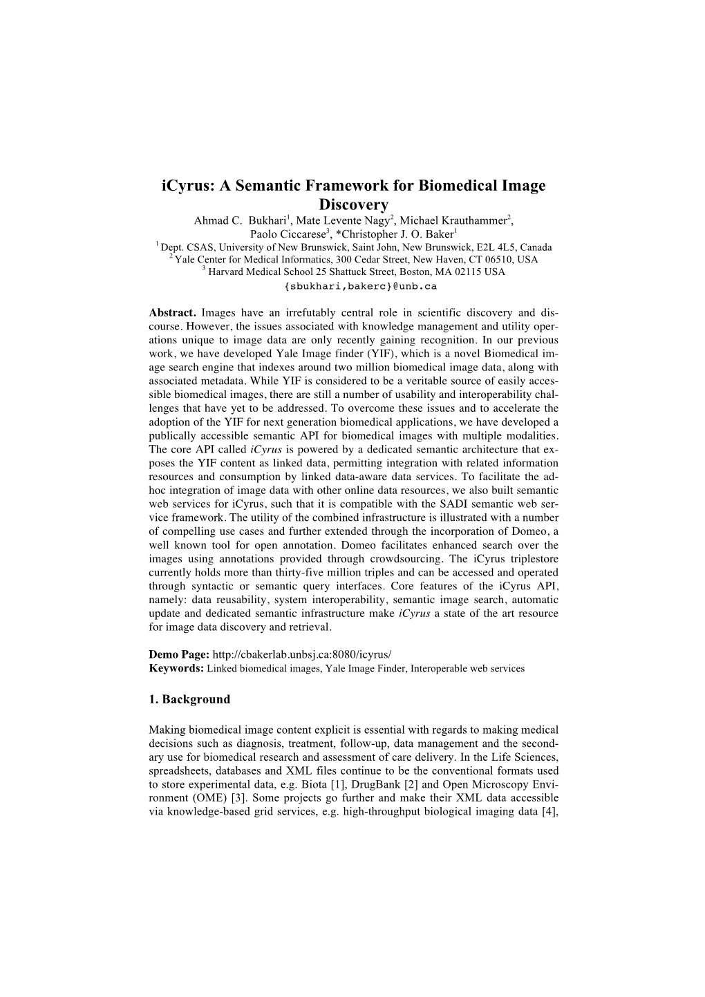 A Semantic Framework for Biomedical Image Discovery Ahmad C