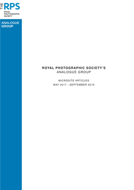 Royal Photographic Society's Analogue Group Analogue