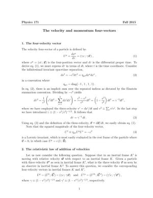 The Velocity and Momentum Four-Vectors
