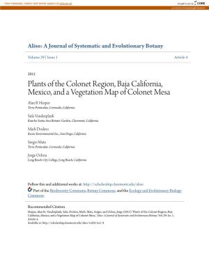 Plants of the Colonet Region, Baja California, Mexico, and a Vegetation Map of Colonet Mesa Alan B