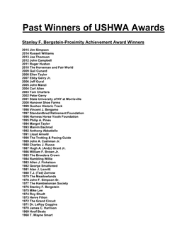 Past Winners of USHWA Awards