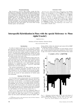 Interspecific Hybridization in Pines with the Special Reference to Pinus Rigida X Taedal)