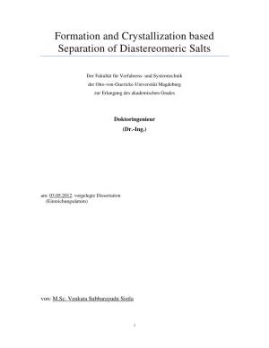 Formation and Crystallization Based Separation of Diastereomeric Salts
