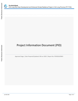 Project-Information-Document-Vinh-Long-City-Urban-Development-And-Enhanced-Climate