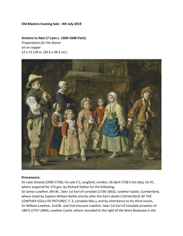 Old Masters Evening Sale - 4Th July 2019