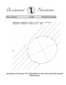 Occultation of 10.6-Mag. TYC 0216-01594-1 by the P-Class Main-Belt Asteroid (790) Pretoria International Occultation Timing Association, Inc