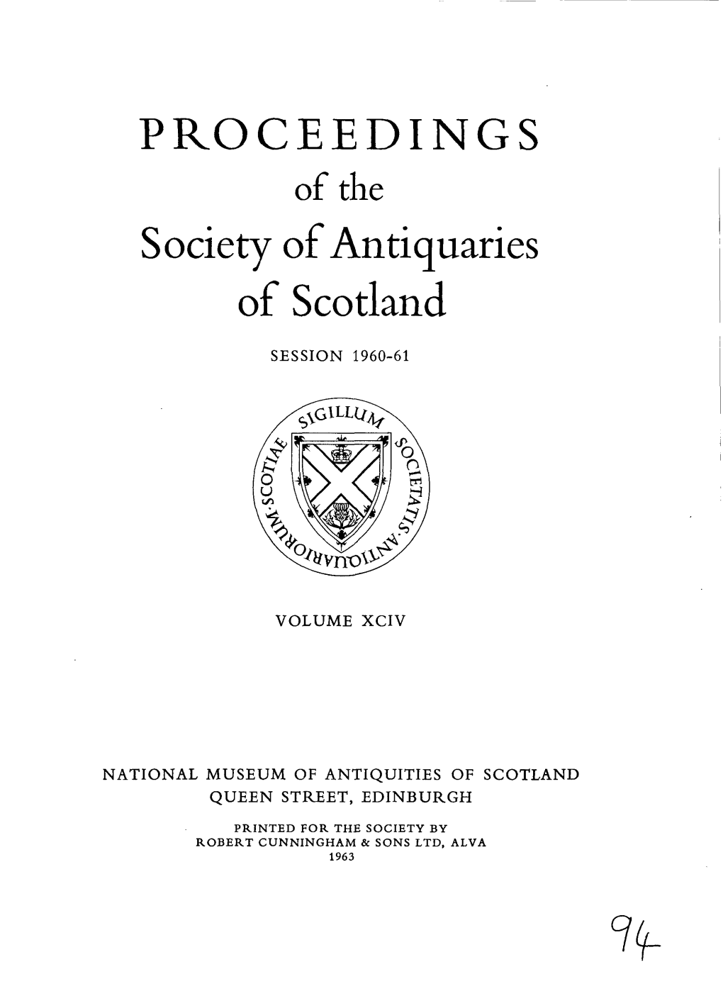 PROCEEDINGS E Oth F Societ Antiquarief Yo S of Scotland